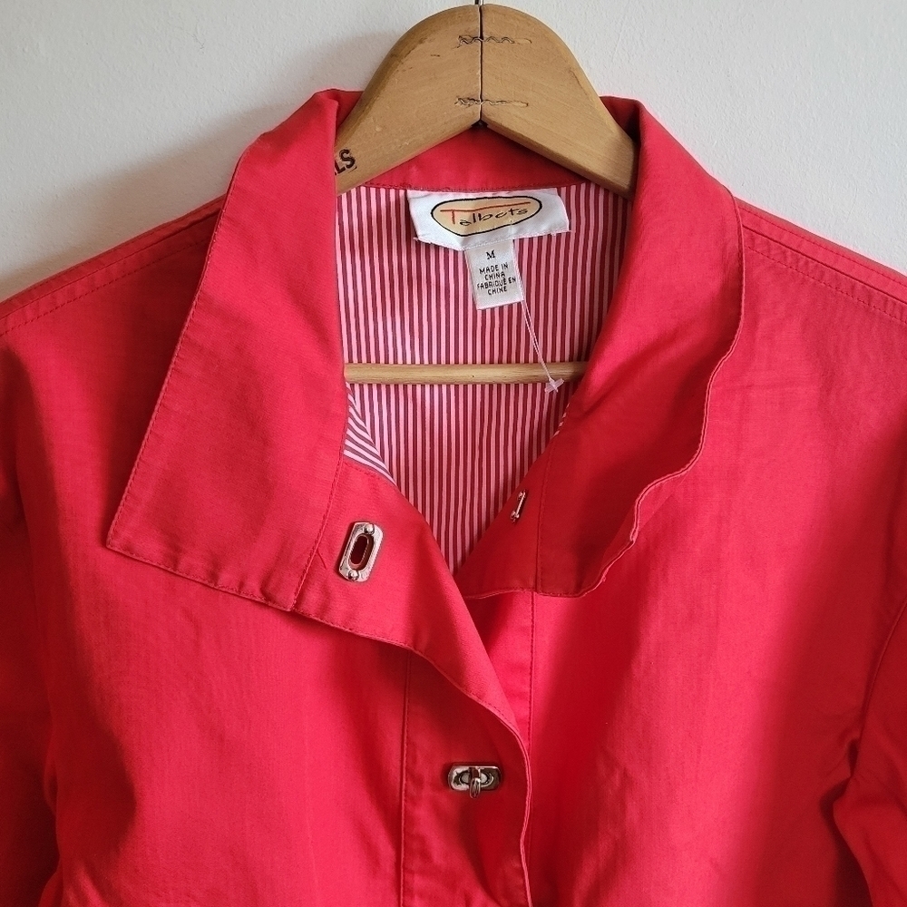 Talbots Jacket Outerwear Red Thick Cotton Contrast Cuff M Medium - Picture 5 of 11